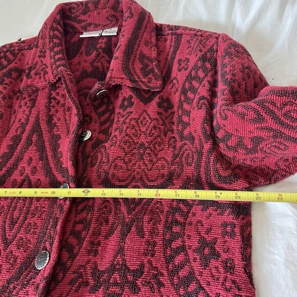 Vintage Red Tapestry Jacket sz M Paisley Blazer Whimsygoth Victorian Western - Picture 8 of 12
